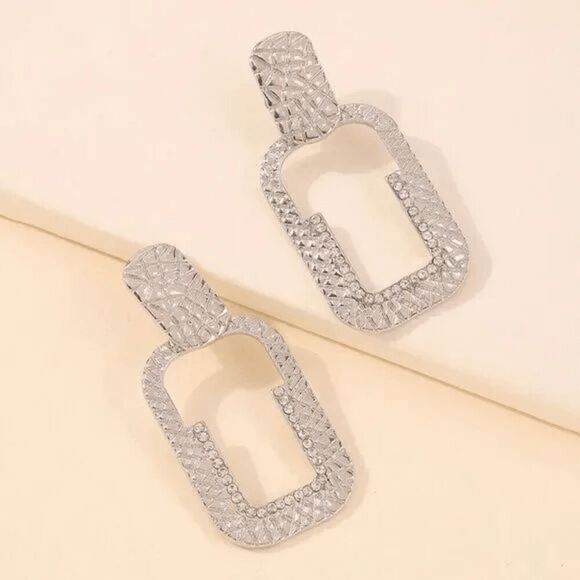 2/$21 Silver Large Oversized Dangle Earrings - Picture 2 of 6